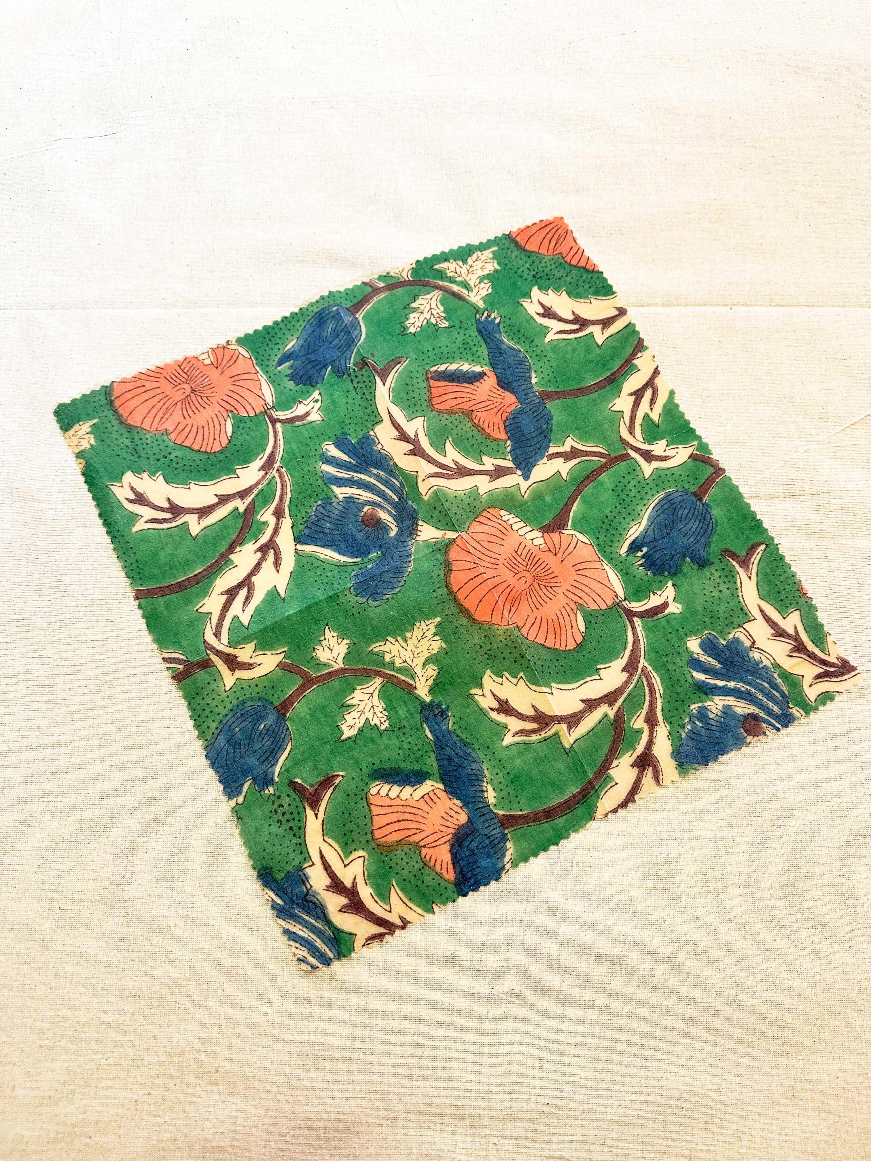 Beeswax Wrap - Green Floral