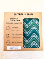 Load image into Gallery viewer, beeswax-wrap-malaysia-turquoise-zigzag
