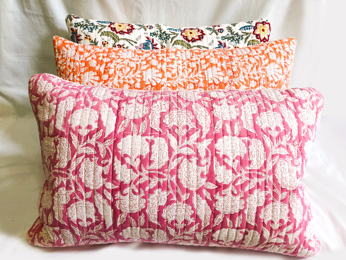 Handmade Quilted Cushion - Floral – SAFFRON & SERAI ENTERPRISE ...